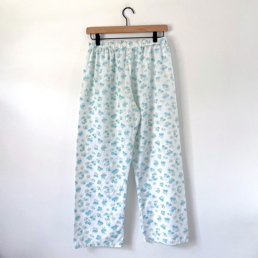 Vintage Blue Floral Pajama Pants Small Cottagecore Handmade Upcycled Grandma